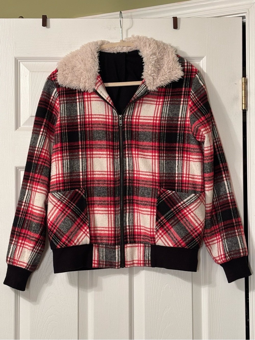 Knox Rose Plaid Bomber Jacket Size S EUC